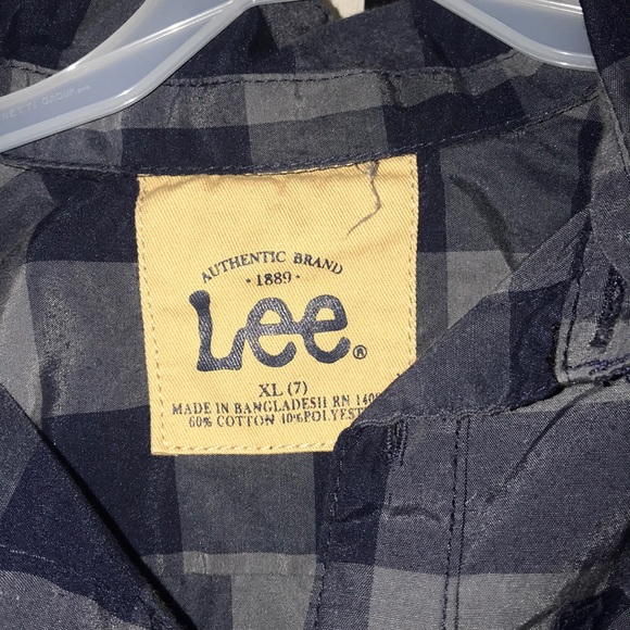 Boys button down navy and grey lee - Picture 2 of 2